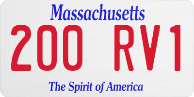 MA license plate 200RV1