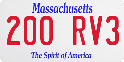 MA license plate 200RV3