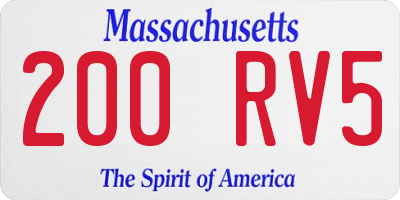 MA license plate 200RV5