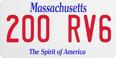 MA license plate 200RV6