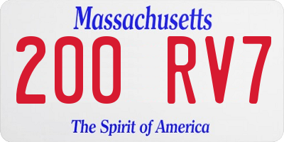 MA license plate 200RV7
