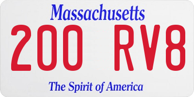 MA license plate 200RV8