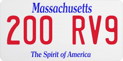 MA license plate 200RV9