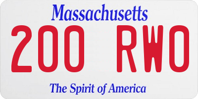 MA license plate 200RW0