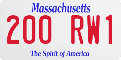 MA license plate 200RW1