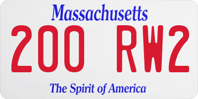 MA license plate 200RW2