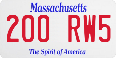 MA license plate 200RW5