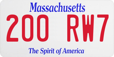 MA license plate 200RW7