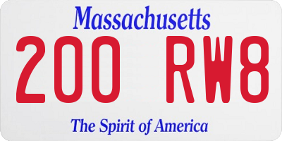 MA license plate 200RW8