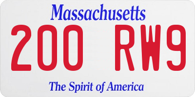 MA license plate 200RW9