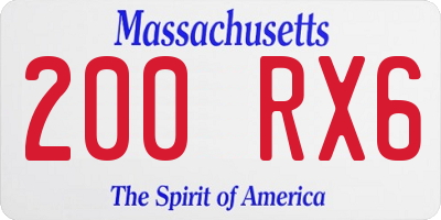 MA license plate 200RX6