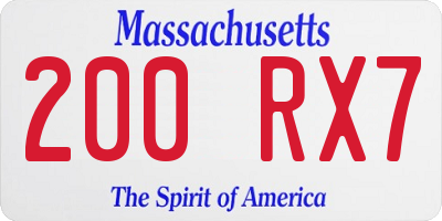 MA license plate 200RX7