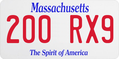 MA license plate 200RX9
