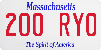 MA license plate 200RY0