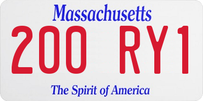 MA license plate 200RY1