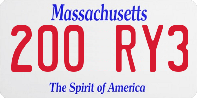 MA license plate 200RY3