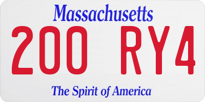 MA license plate 200RY4