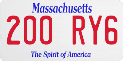 MA license plate 200RY6