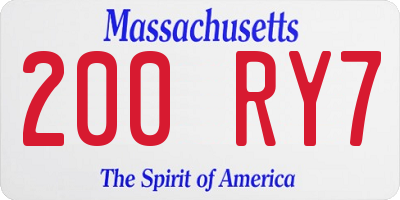 MA license plate 200RY7