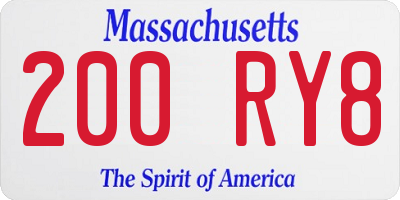 MA license plate 200RY8