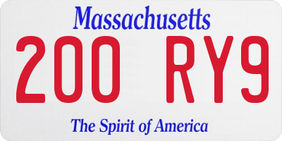 MA license plate 200RY9