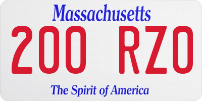 MA license plate 200RZ0