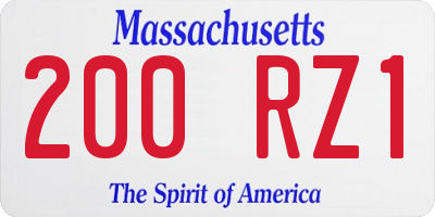 MA license plate 200RZ1