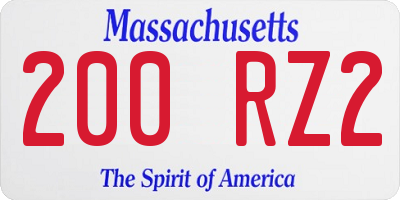 MA license plate 200RZ2
