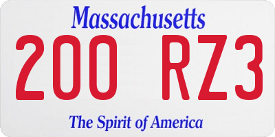 MA license plate 200RZ3
