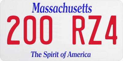 MA license plate 200RZ4