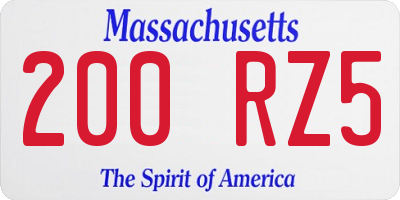 MA license plate 200RZ5