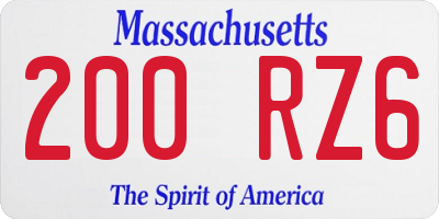 MA license plate 200RZ6