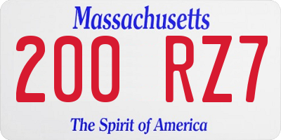 MA license plate 200RZ7