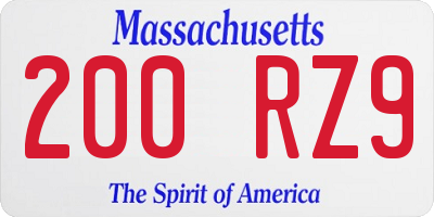 MA license plate 200RZ9
