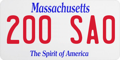 MA license plate 200SA0