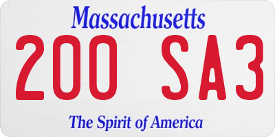 MA license plate 200SA3