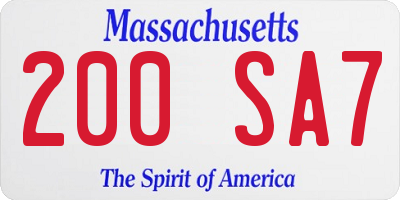 MA license plate 200SA7