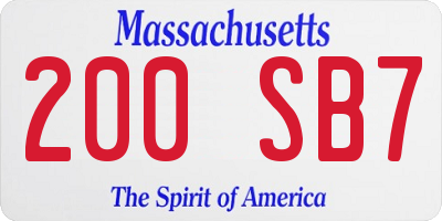 MA license plate 200SB7