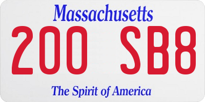 MA license plate 200SB8