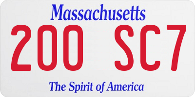 MA license plate 200SC7