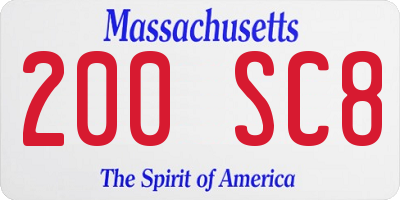 MA license plate 200SC8