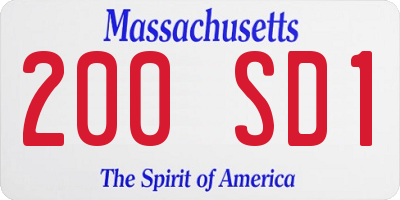 MA license plate 200SD1