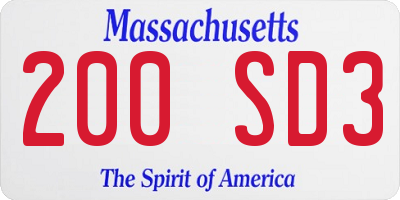 MA license plate 200SD3