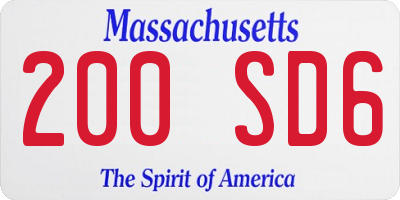 MA license plate 200SD6