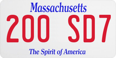 MA license plate 200SD7