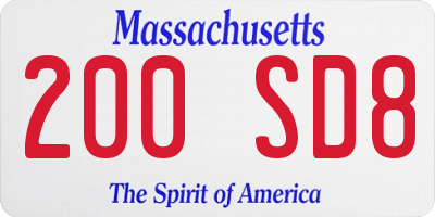 MA license plate 200SD8