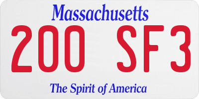MA license plate 200SF3