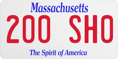 MA license plate 200SH0