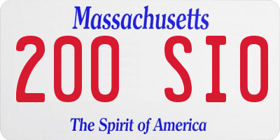 MA license plate 200SI0