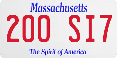 MA license plate 200SI7
